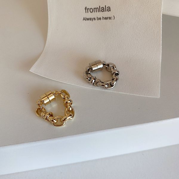 

chain metal magnet earbone clip earrings for women, Silver