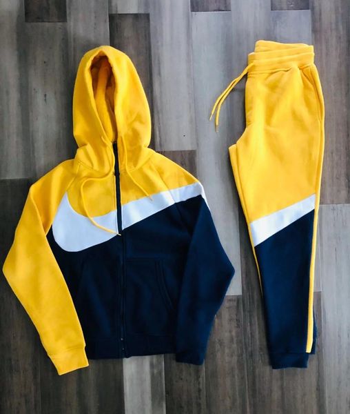 

men's tracksuits 2021 suit sportswear hoodie + pants zipper jogging, Gray