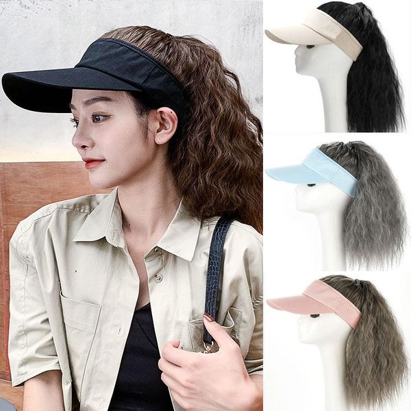 

synthetic wigs sinuo hat hair for women corn heat resistant fiber natural high ponytail caps long curly daily, Black