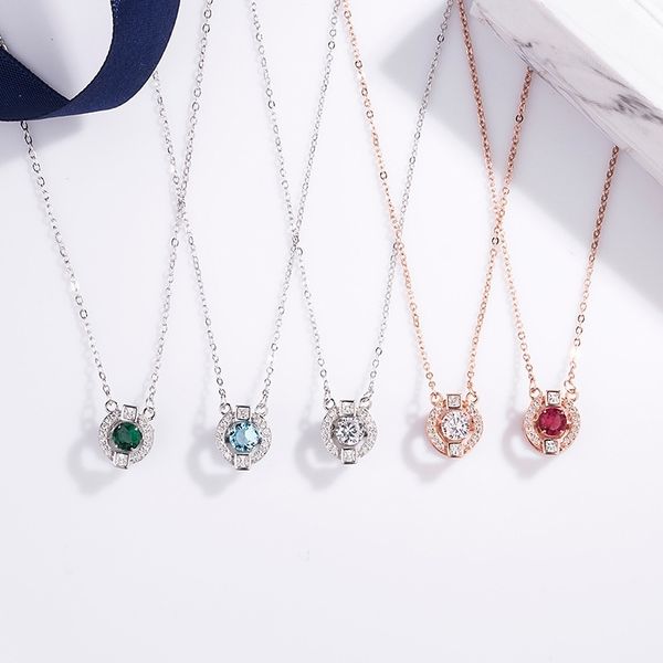 

925 necklace round beating heart angel shi jia sterling silver smart love micro inlaid pendant clavicle chain female, Black