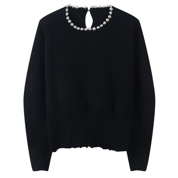 

runway back hole knitted sweater women o-neck autumn winter casual pullovers elegant jumpers split pull femme 2021 women's sweaters, White;black