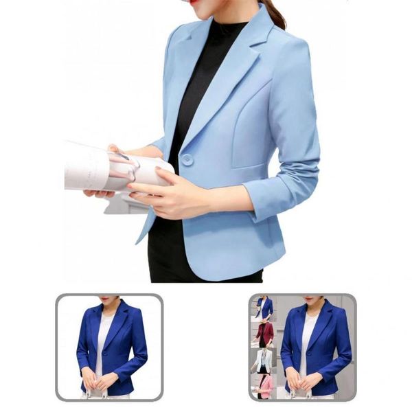 

women's suits & blazers simple coat turndown collar streetwear solid color long sleeve women blazer office lady, White;black