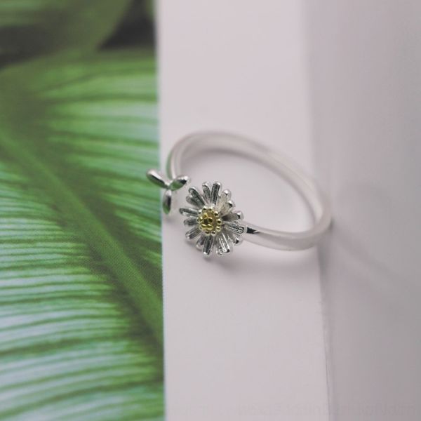 

xzfx korean version of korean chrysanthemum art personality jewelry ringopen small fresh flowers handmade silver jewelry band rings