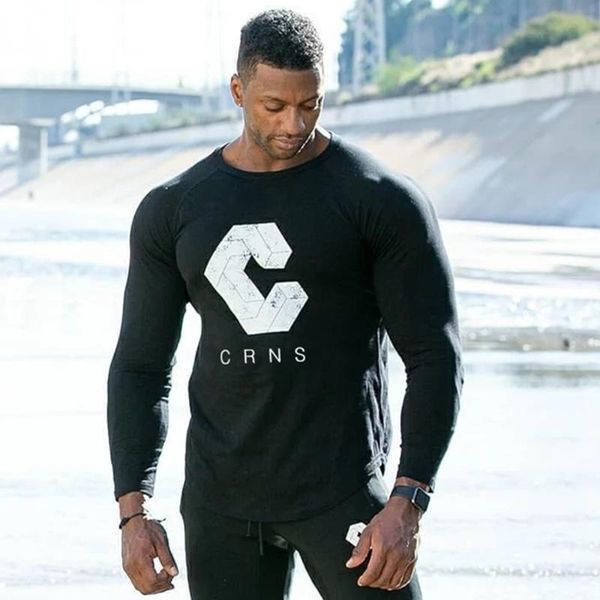

men's t-shirts cotton long sleeve t-shirt running sport shirts men gym fitness training skinny black t shirt male bodybuilding tee clo, White;black