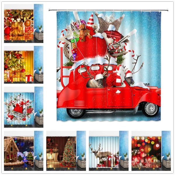 

shower curtains merry christmas colored balls tree gift elk 3d bathroom home decor waterproof polyester cloth curtain