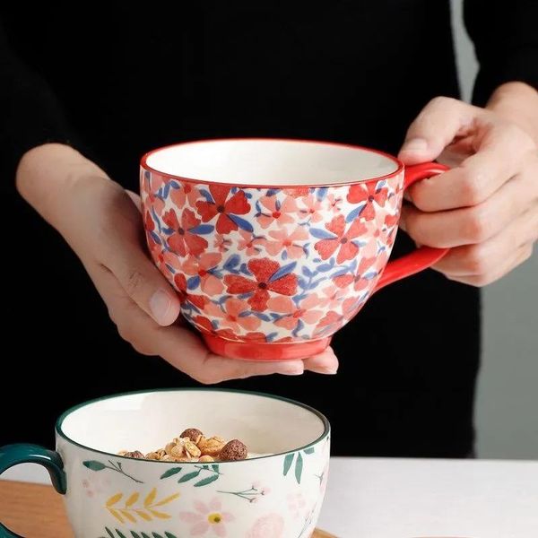 

mugs cups coffee mug large-capacity breakfast cup oatmeal household ceramic microwaveable milk water mark
