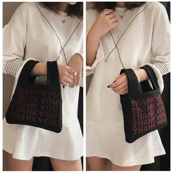 

shopping bags women bling sequins tote bag glitter elegant crystal street small handbags outing thank you dating casual fashion