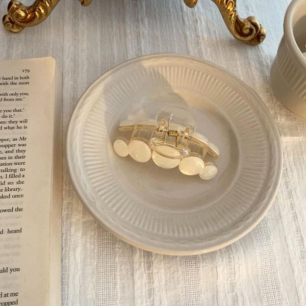 

big pearls hair clip oversize small tiktak accessories for women korean black white barrette 2021, Slivery;white