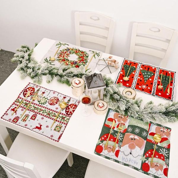 

christmas ornaments knitted cloth dinner mat creative decorations mats & pads
