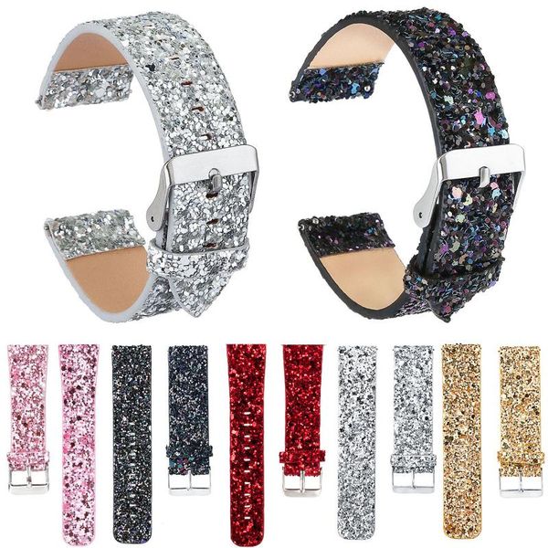 

watch bands shiny glitter christmas leather band for samsung gear s3 strap metal buckle wristband frontier classic, Black;brown
