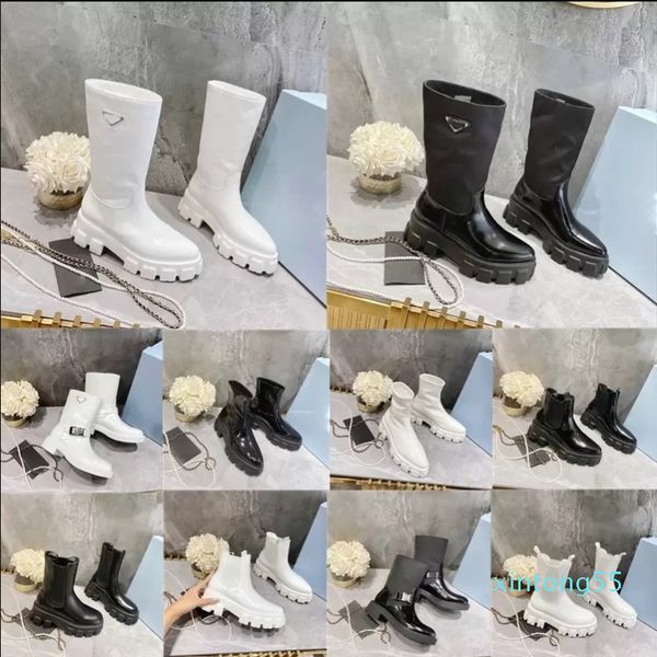 

designer women boots warm winter casual shoes thick heel desert platform boot bee star genuine leather winter shoe with box size 35-41, Black
