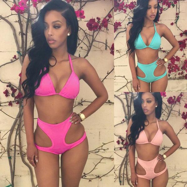 

women's swimwear fashion women bikini push up set bra padded bandage lady swimsuit bathing suit beachwear, White;black