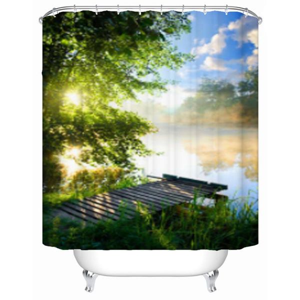 

landscape shower curtain natural scenery bathroom decor fabric bathtub with hooks waterproof curtains