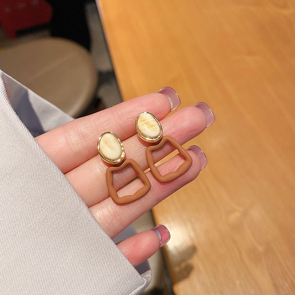 

925 silver needle simple geometric irregular square aesthetic acrylic fashion temperament earrings