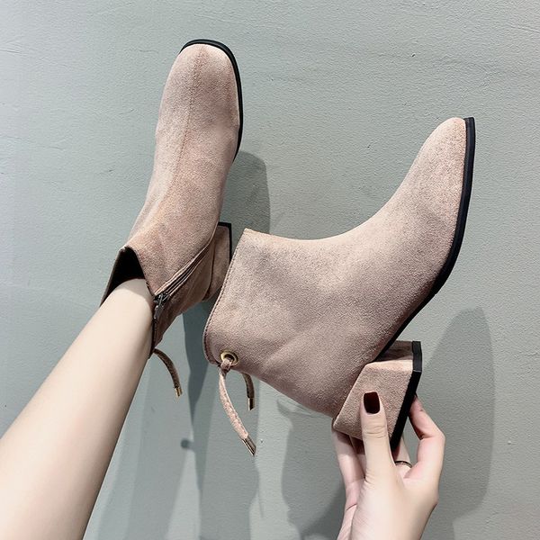 

boots 2021 small season thick hoop woman, Black