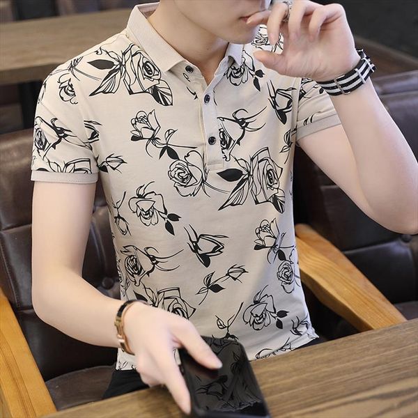 

fashion bottom lapel clothing mens polos summer wear shirt style, White;black