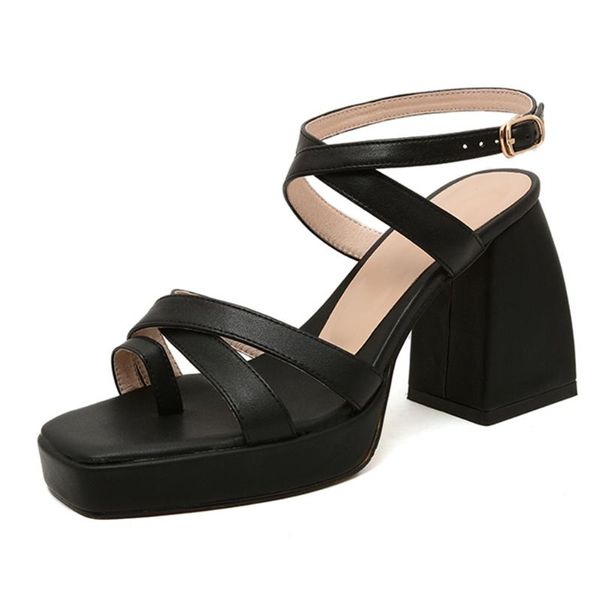 

dress shoes lapolaka 2021 design chunky high heels ankle strap platform trendy ladies black genuine leather woman