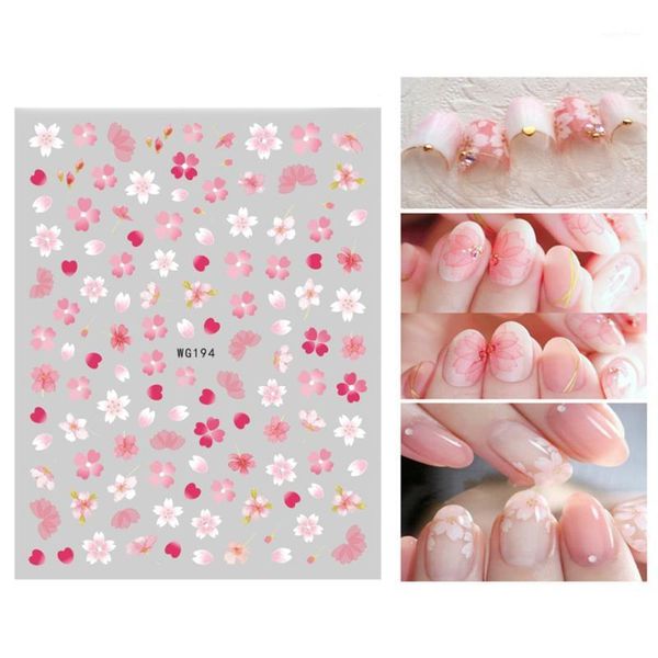 

3d nail stickers self-adhesive transfer decals accessories mix flower animal fruit bird image manicure slider diy decor1, Black