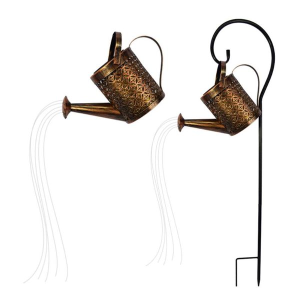 

lawn lamps hollow wrought iron lamp solar watering can fairy light garden decoration