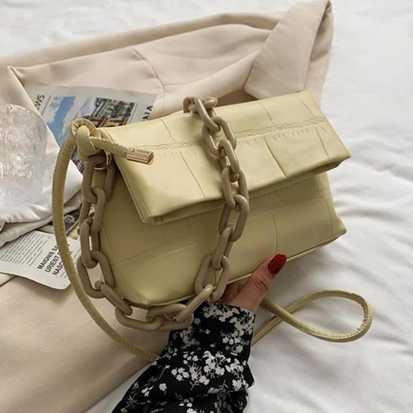 

evening bags pu leather crossbody for women chain 2021 travel handbags fashion shoulder simple solid color tote