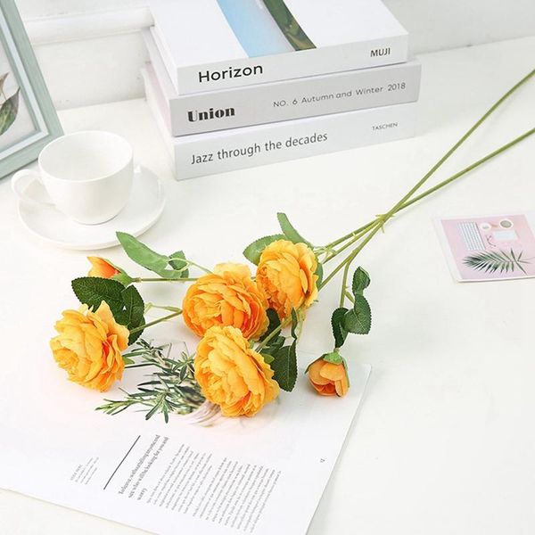 

bundle silk peony bouquet home decoration accessories wedding party scrapbook fake plants diy pompons artificial roses flowers decorative &