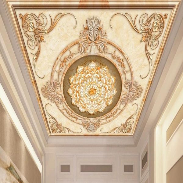 

wallpapers 3d relief marble ceiling wallpaper for bedroom living room decoration peacock pattern european style custom po art murals