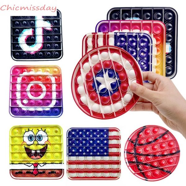 

new tiktok ins flags fidget push bubble fidget sensory toy autism special needs squeeze funny dinosaur antistress stress relief toys