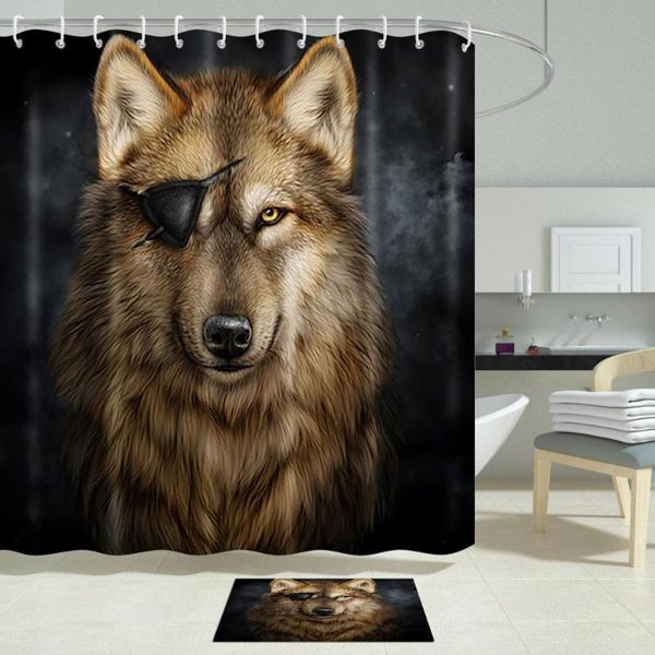 

shower curtains wolf printing polyester fabric for bathroom waterproof bath screen home decoration with 12 hooks