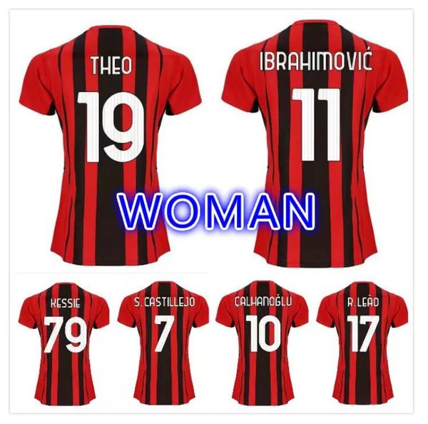 

women ac 21 22 milan soccer jerseys ibrahimovic giroud paqueta bennacer tonali romagnoli jersey 2021 2022 calhanoglu rebic football shirt, Black;yellow