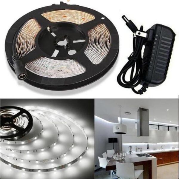 

300leds led strip light smd3528 dc12v 60leds/m flexible lighting string ribbon tape home decoration lamp with 12v 2a adapter strips