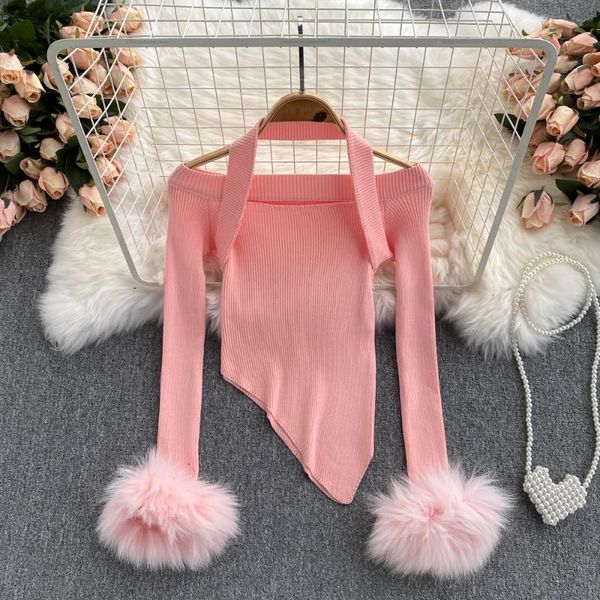 

women's sweaters vanovich off-the-shoulder pullovers sweater 2022 autumn wild fashion women solid color clothing, White;black