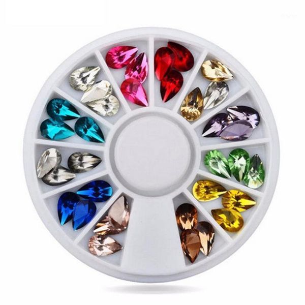 

nail art decorations mixed color 3d acrylic tips wheel waterdrop diy glitter manicure decor rhinestones1, Silver;gold
