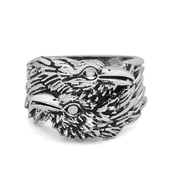 

new fashion double crow viking men's ring, Silver