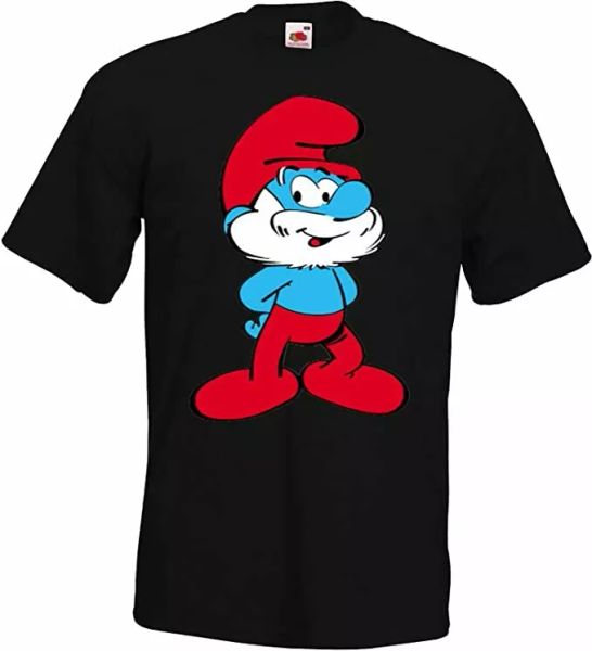

mens t-shirt model papa smurf fun funny cartoon cartoon slogan shirt, White;black