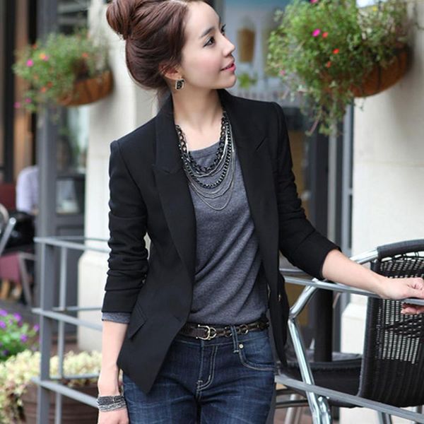 

women's suits & blazers women black blazer large size 3xl elegant lady jacket office one button slim female outwear coat, White;black