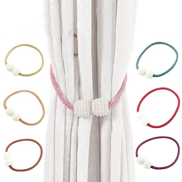 

other home decor 1pc magnetic curtain tie back pearl tieback buckle clips holder hanging ball rope straps accessories