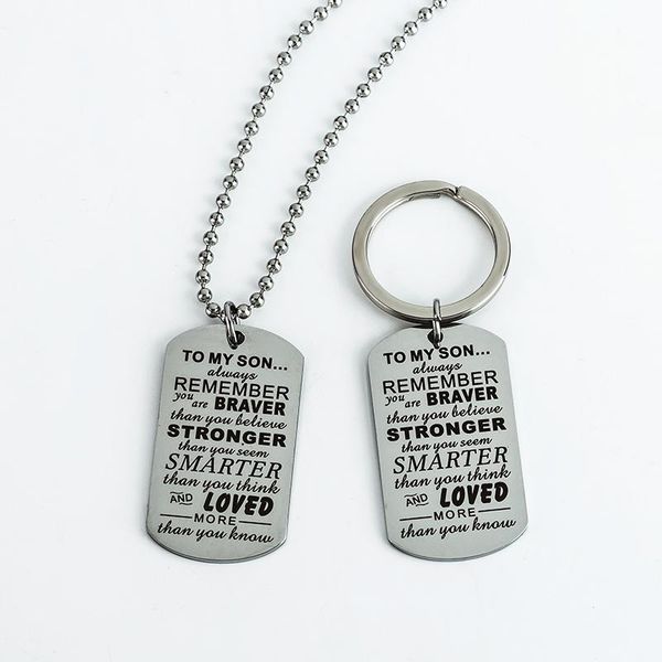 

keychains urimthum inspirational gifts to son,graduation gifts,steel necklace,always remember you are my braver than believe k0077, Silver