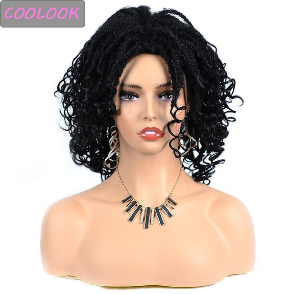 

synthetic wigs ombre goddess faux locs wig curly ends 17'' afro dreadlock for black women dreadlocs crochet braid hair