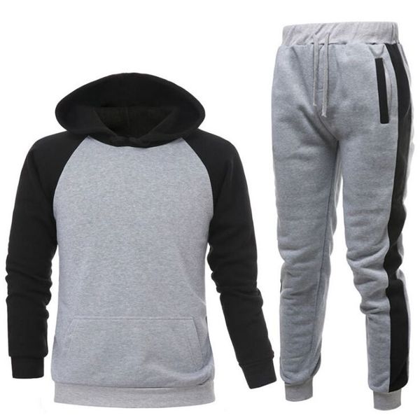 

2022 men's clothing letter printing winter cotton warm tracksuit men hooded casual hoodies sweatpants sport suit plus size s-3xl, Gray
