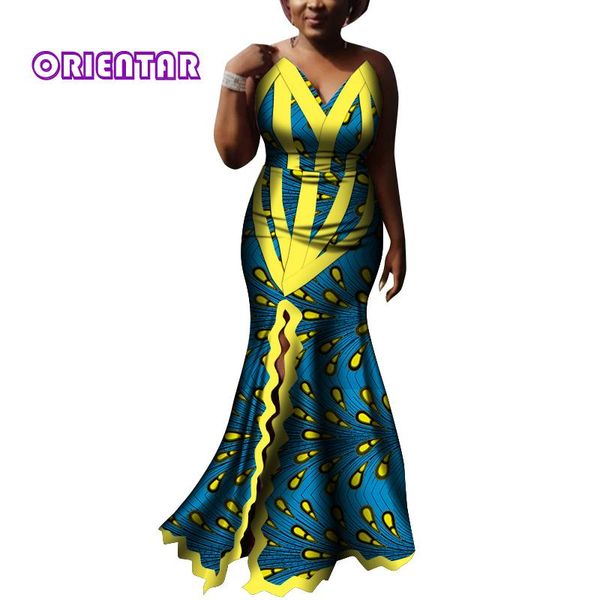 

ethnic clothing 2021 fashion women african split dress print long dashiki slit anakra party robe plus size clothes wy7798, Red