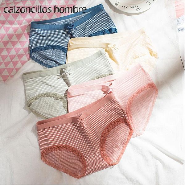 

women's panties 2021 plaid briefs lingerie underwear for girls sensual female shorts brazilian lovely thread, Black;pink