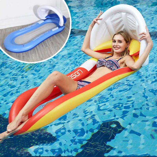 

shade floating bed swimming tube bagel lounge inflatable float swim ring air mat pool raft foldable mattresses sports floats & tubes