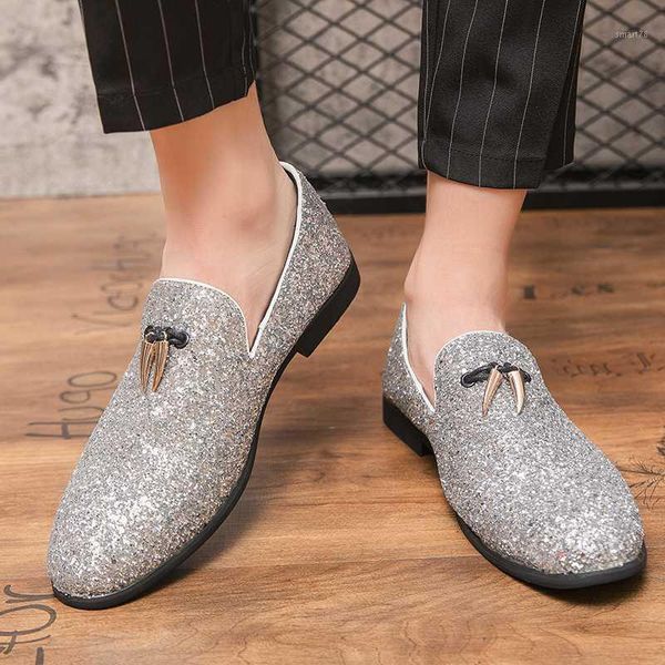 

dress shoes silver men leather italian formal male footwear designer rhinestones wedding man elegant tassel oxford for1, Black