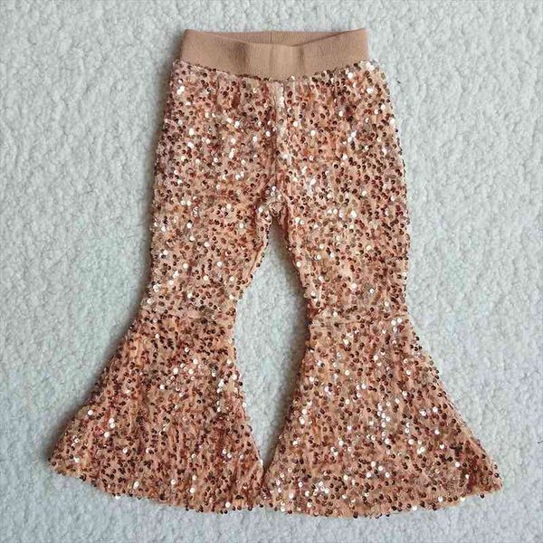 

fashion kids flare pants girls sequins beller pants toddlers gold color elastic waist boot cut pant, Blue