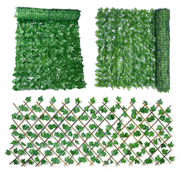 

decorative flowers & wreaths artificial fence leaf ivy evergreen hedge false privacy screen faux fencing panel outdoor backyard balcony deco