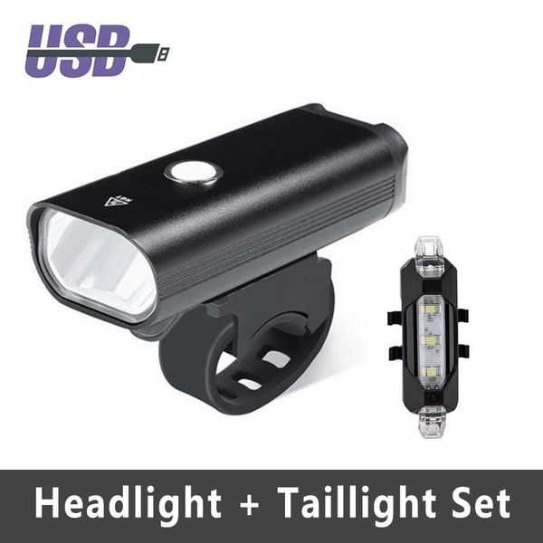 

bike bicycle light waterproof usb charging led mtb front lamp headlight aluminum + rear taillight cycling accessories lights