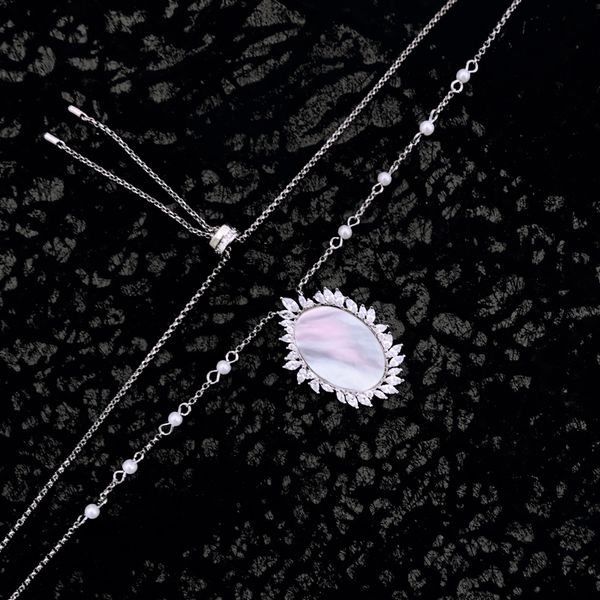 

s925 sterling silver mirror fritillaria pearl lady necklace elegant personality design luxury brand monaco jewelry give a birthday present