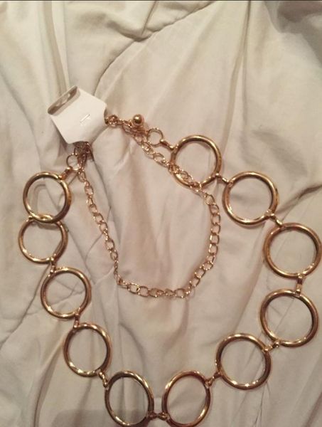 

belts fashion girls metal waist chain gold plated belt decoration for dresses women circle string designer, Black;brown