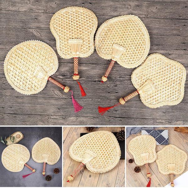

handmade straw fan with tassels vintage asian style hand gifts for summer weddings parties natural material g10 other home decor