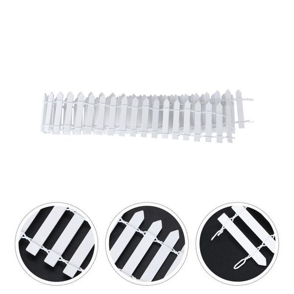 

christmas decorations 100cm x 5cm mini small wood fence diy house fairy garden micro plant pot decor bonsai terrarium ornament (white)